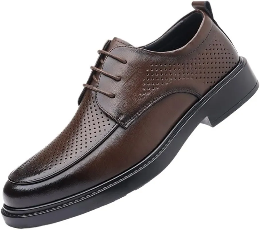 Mens Oxford Dress Shoes Business Casual Leather Hollow Thick Sole British Style Fashion Loafers Comfortable
