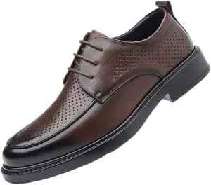 Mens Oxford Dress Shoes Business Casual Leather Hollow Thick Sole British Style Fashion Loafers Comfortable