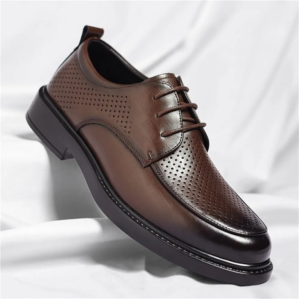 Mens Oxford Dress Shoes Business Casual Leather Hollow Thick Sole British Style Fashion Loafers Comfortable