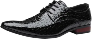 Mens Oxford Dress Shoes Leather Lace Up Pointed Toe Formal Wedding Office Walking Loafers Work Flats Classic Snake Skin Prints