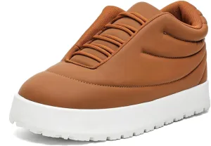 Men's Platform Sneakers Lightweight Comfort Lace Up Skate Shoes Puffy Trendy Casual Shoes