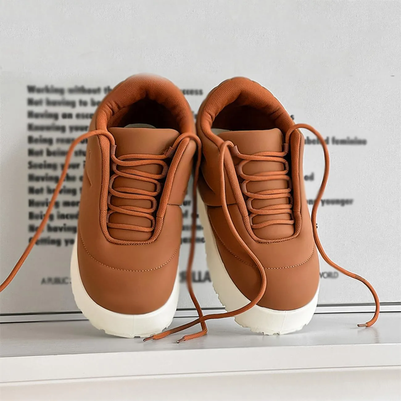 Men's Platform Sneakers Lightweight Comfort Lace Up Skate Shoes Puffy Trendy Casual Shoes