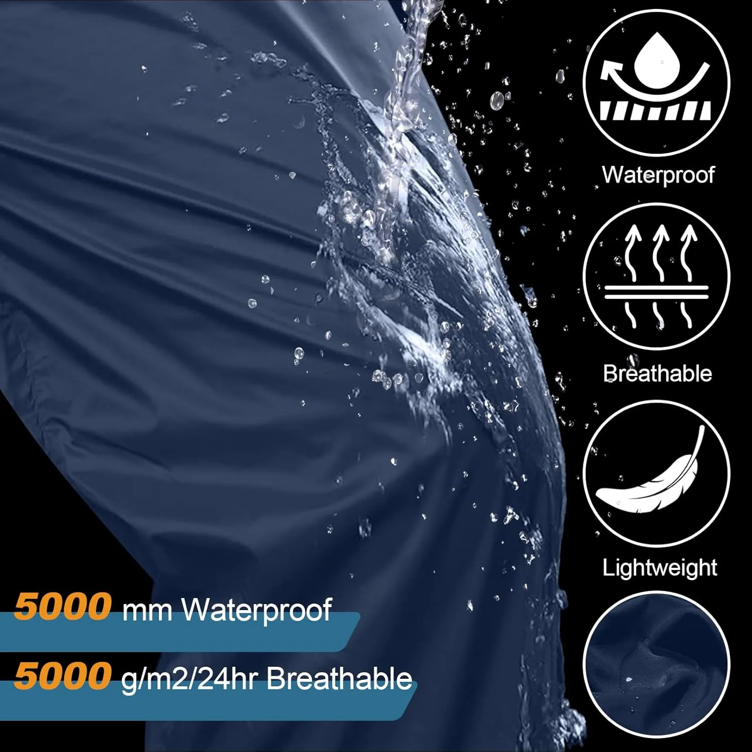 Mens Rain Pants Waterproof Windproof Hiking Outdoor Fishing Golf Cycling Pants
