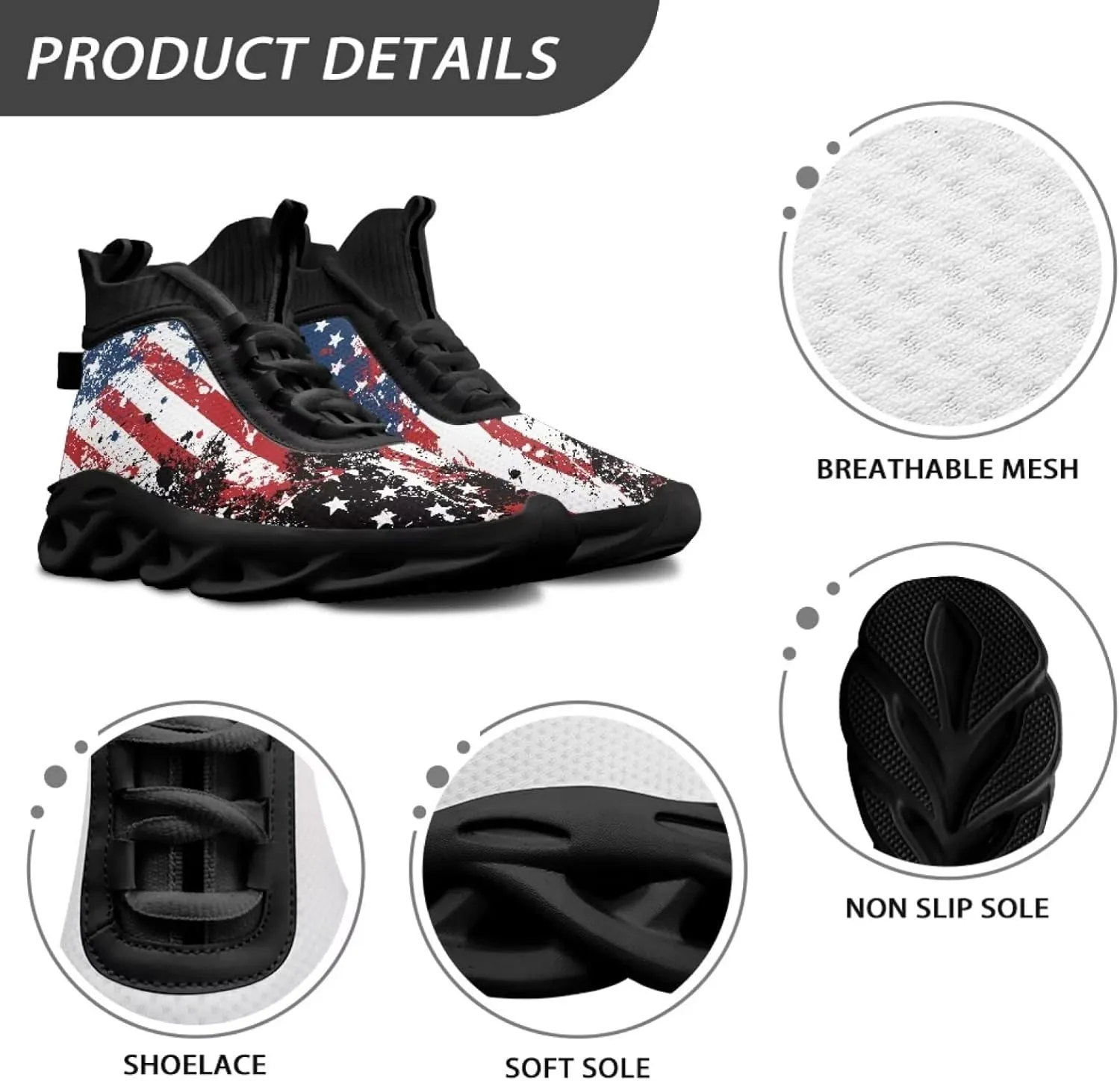 Men's Shoes High Top Blade Shoes Non Slip Athletic Sneakers for Running, Fitness