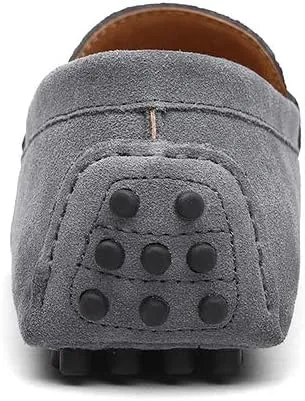 Men's Suede Leather Penny Loafers, Casual Driving Moccasins, Slip-On Boat Shoes,Big Sizes