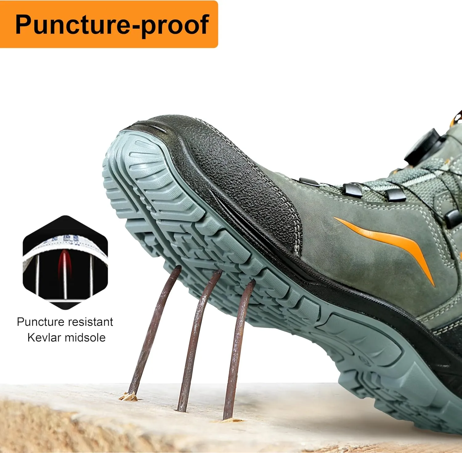 Men's Women's Waterproof Work Boots, Composite Toe Safety Boots for Construction, Anti-Slip Rubber Outsole, Shock Absorption, 6KV Insulated Electrical Hazard (Conforms to ASTM)