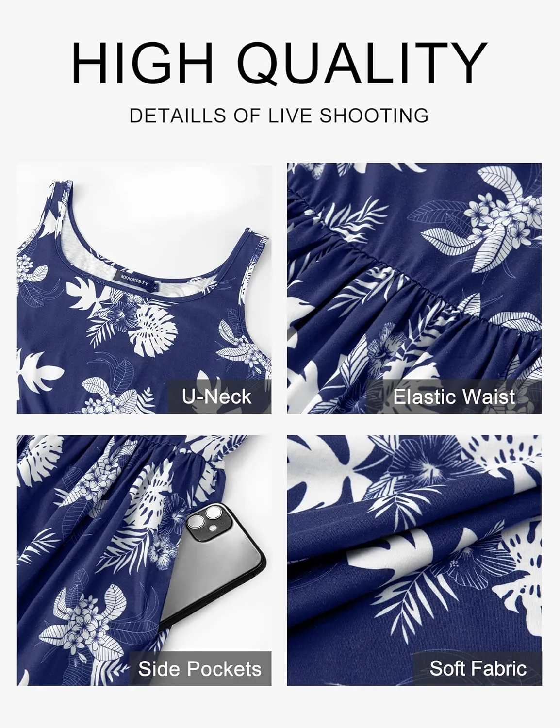 MEROKEETY Women's 2025 Summer Spring Casual Floral Sundress Sleeveless Beach Vacation Flowy Boho Tank Midi Dresses