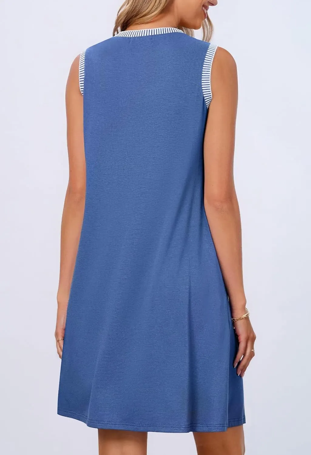 MEROKEETY Women's 2025 Summer Spring Casual Sundress Beach Vacation Sleeveless Tank Crewneck Coverup Mini Dresses