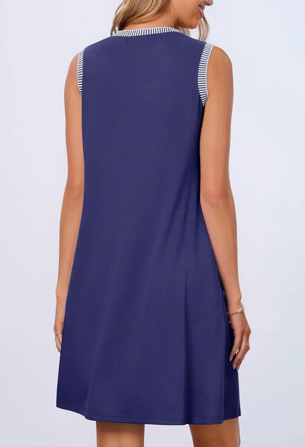 MEROKEETY Women's 2025 Summer Spring Casual Sundress Beach Vacation Sleeveless Tank Crewneck Coverup Mini Dresses