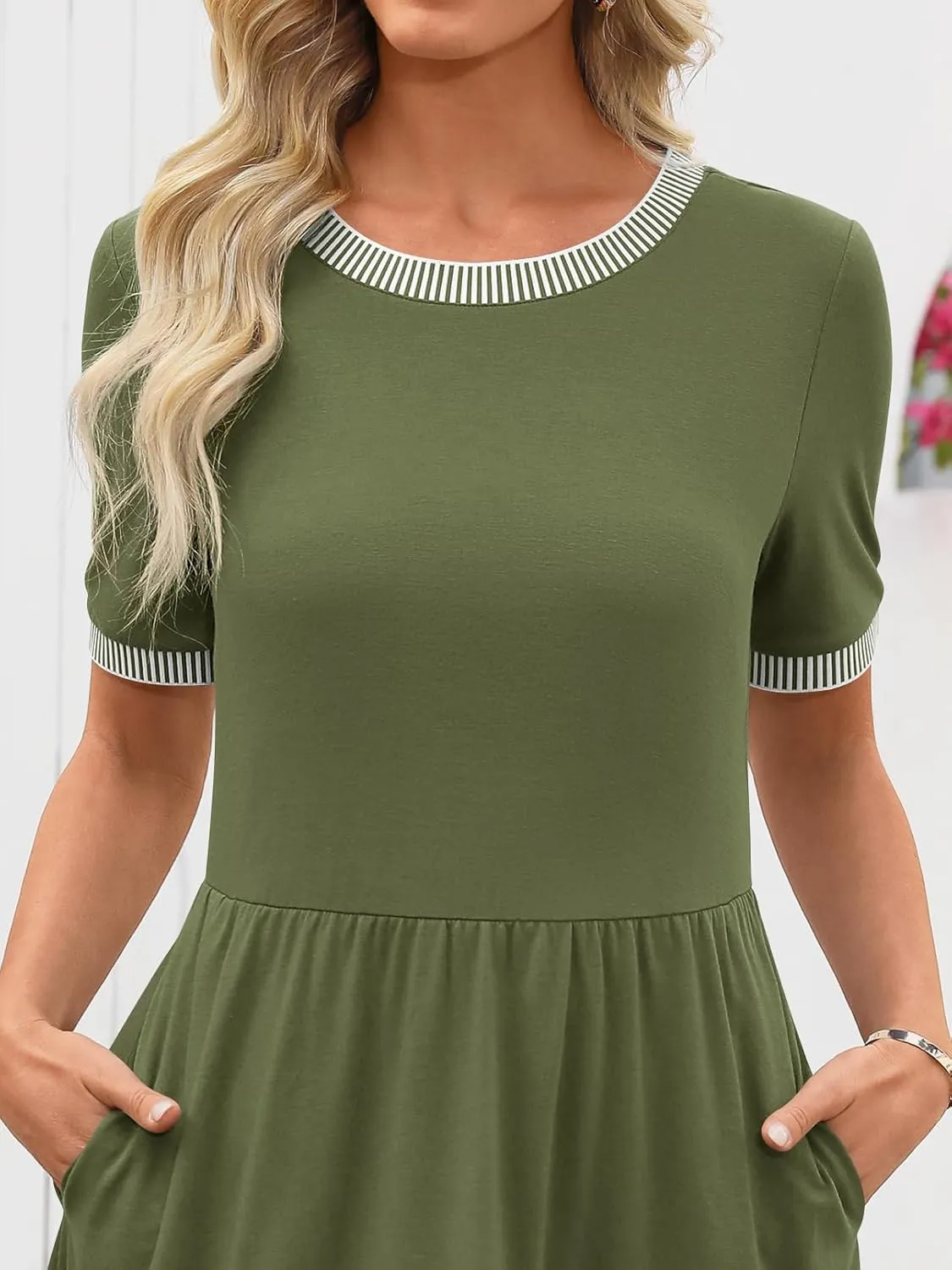 MEROKEETY Women's Summer Spring Casual Short Sleeve Sundress 2025 Beach Vacation Flowy A Line Tiered Mini T Shirt Dresses