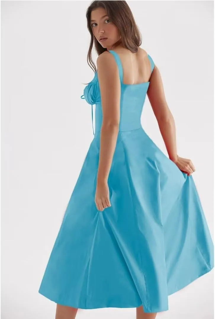 Midi Dresses for Women Tea Party Vacation Going Out Corset Flowy Cute A Line Casual Formal Long Satin Dress
