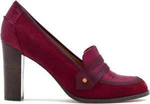 MOOMMO Women Chunky Block Heel Pumps Round Closed Toe Slip On Oxford Loafers Shoes High Heels Snakeskin Work Pump Suede Loafer for Office Ladies Classic Formal Business Professional 4-13 M US