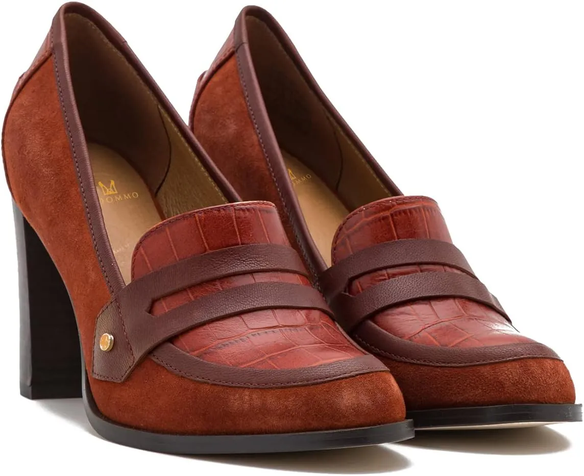 MOOMMO Women Chunky Block Heel Pumps Round Closed Toe Slip On Oxford Loafers Shoes High Heels Snakeskin Work Pump Suede Loafer for Office Ladies Classic Formal Business Professional 4-13 M US