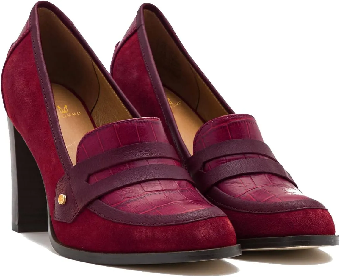 MOOMMO Women Chunky Block Heel Pumps Round Closed Toe Slip On Oxford Loafers Shoes High Heels Snakeskin Work Pump Suede Loafer for Office Ladies Classic Formal Business Professional 4-13 M US