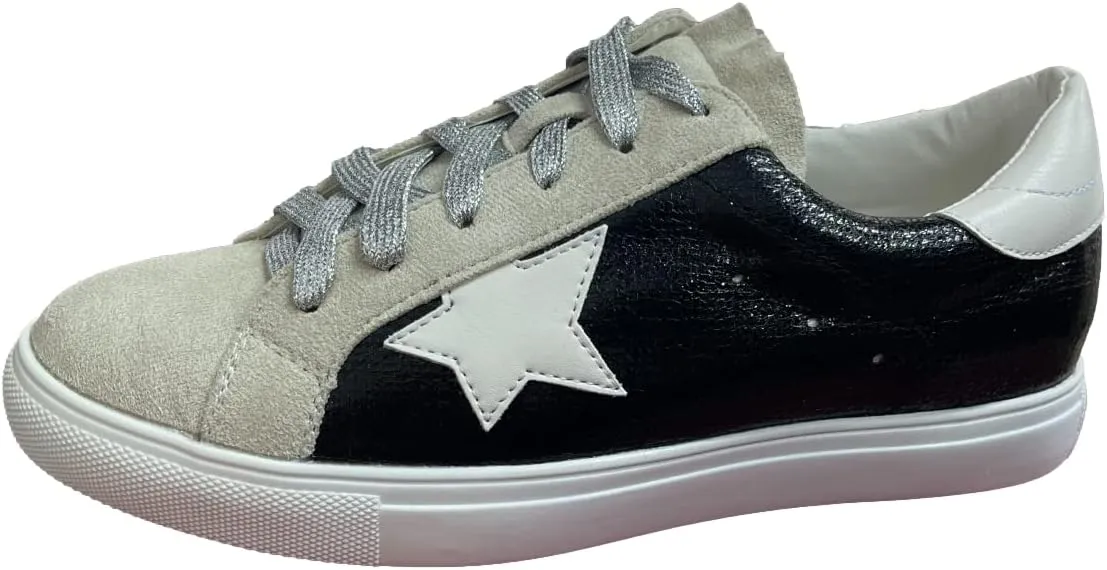 Multi-Fabric Lace-Up Fashion Sneaker