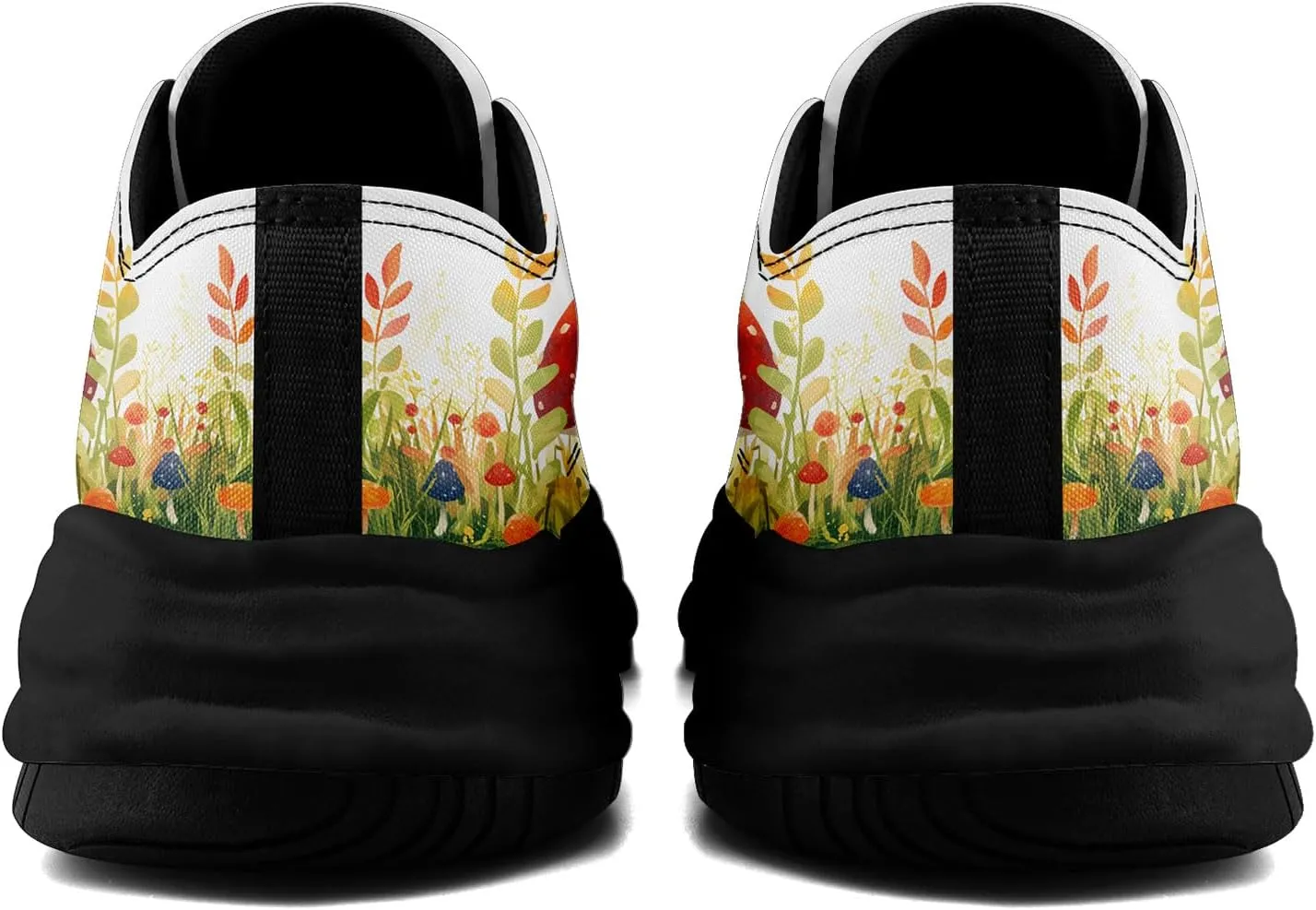 Mushroom Floral Canvas Sneakers for Women's Men's Low-Top Trendy Lace-Up Walking Casual Shoes Spring Summer Footwear