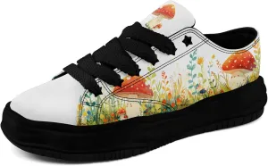 Mushroom Floral Canvas Sneakers for Women's Men's Low-Top Trendy Lace-Up Walking Casual Shoes Spring Summer Footwear