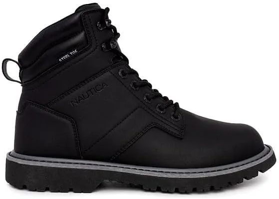 Nautica Mens Casual Lace Up Ankle Boots High Water & Slip Resistant Outdoor Lightweight Utility Leather Shoes for Work, Winter, Walking, Construction.