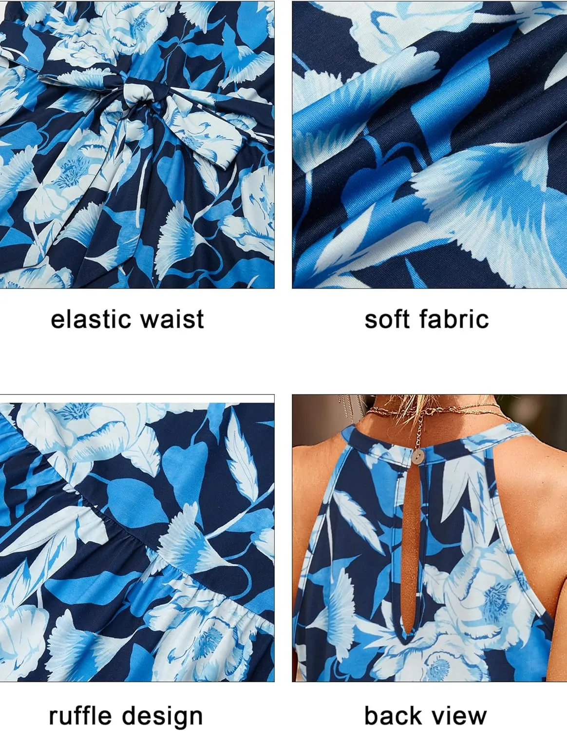 Newshows Womens 2025 Summer Dress Halter Wedding Guest Casual Beach Vacation Outfits Belted Sundresses with Pockets