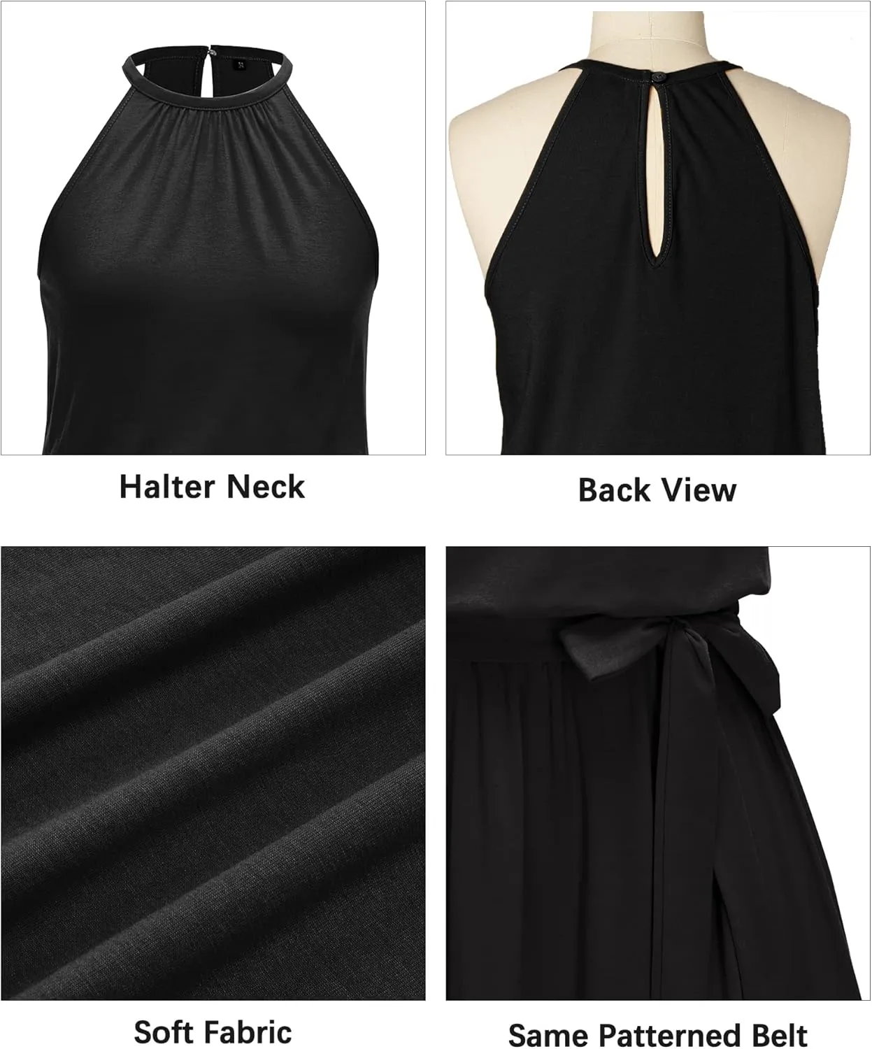 Newshows Womens 2025 Summer Dress Halter Wedding Guest Casual Beach Vacation Outfits Belted Sundresses with Pockets
