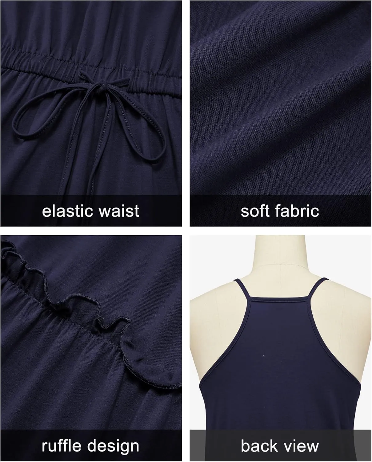 Newshows Women's 2025 Summer Dress Spaghetti Strap Casual Boho Beach Vacation Outfits Drawstring Ruffle Hem Sundress Trendy
