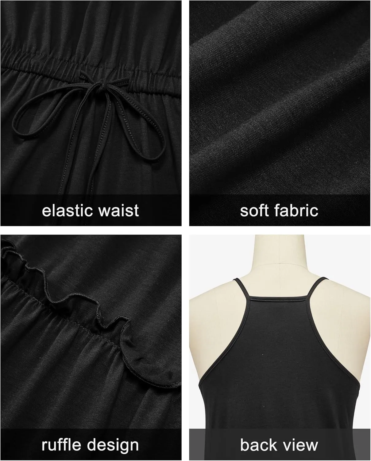 Newshows Women's 2025 Summer Dress Spaghetti Strap Casual Boho Beach Vacation Outfits Drawstring Ruffle Hem Sundress Trendy