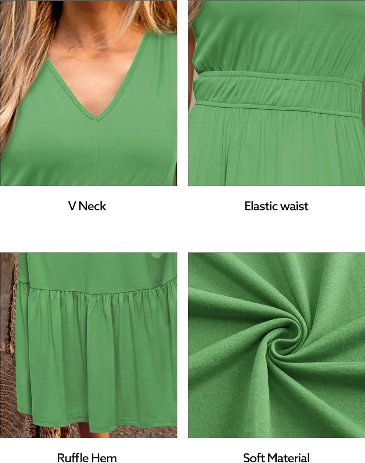 Newshows Women's 2025 Summer Dress Vacation V Neck Sleeveless Midi Dress Tiered Tank Swing Sundress with Pockets