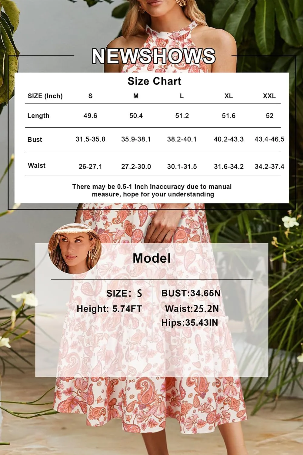 Newshows Womens 2025 Summer Vacation Outfits Halter Neck Floral Tiered Ruffled Flowy Casual Beach Boho Long Maxi Dress
