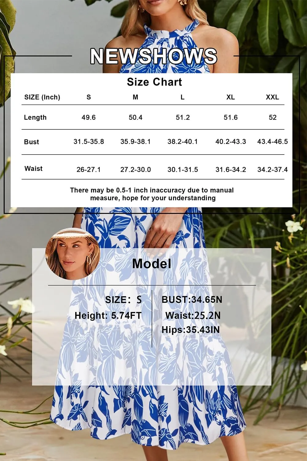 Newshows Womens 2025 Summer Vacation Outfits Halter Neck Floral Tiered Ruffled Flowy Casual Beach Boho Long Maxi Dress