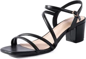 N.N.G Women Heels Sandals Ankle Strappy Roman Gladiator Festival Adjustable Chunky Boho Beach Goddess Vintage Italian Summer Casual Vacation Low Heel Chunky Block Leather Casual Square toe