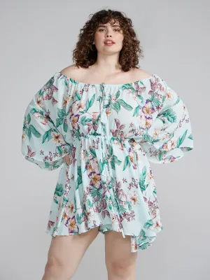 Off The Shoulder Floral Print Romper
