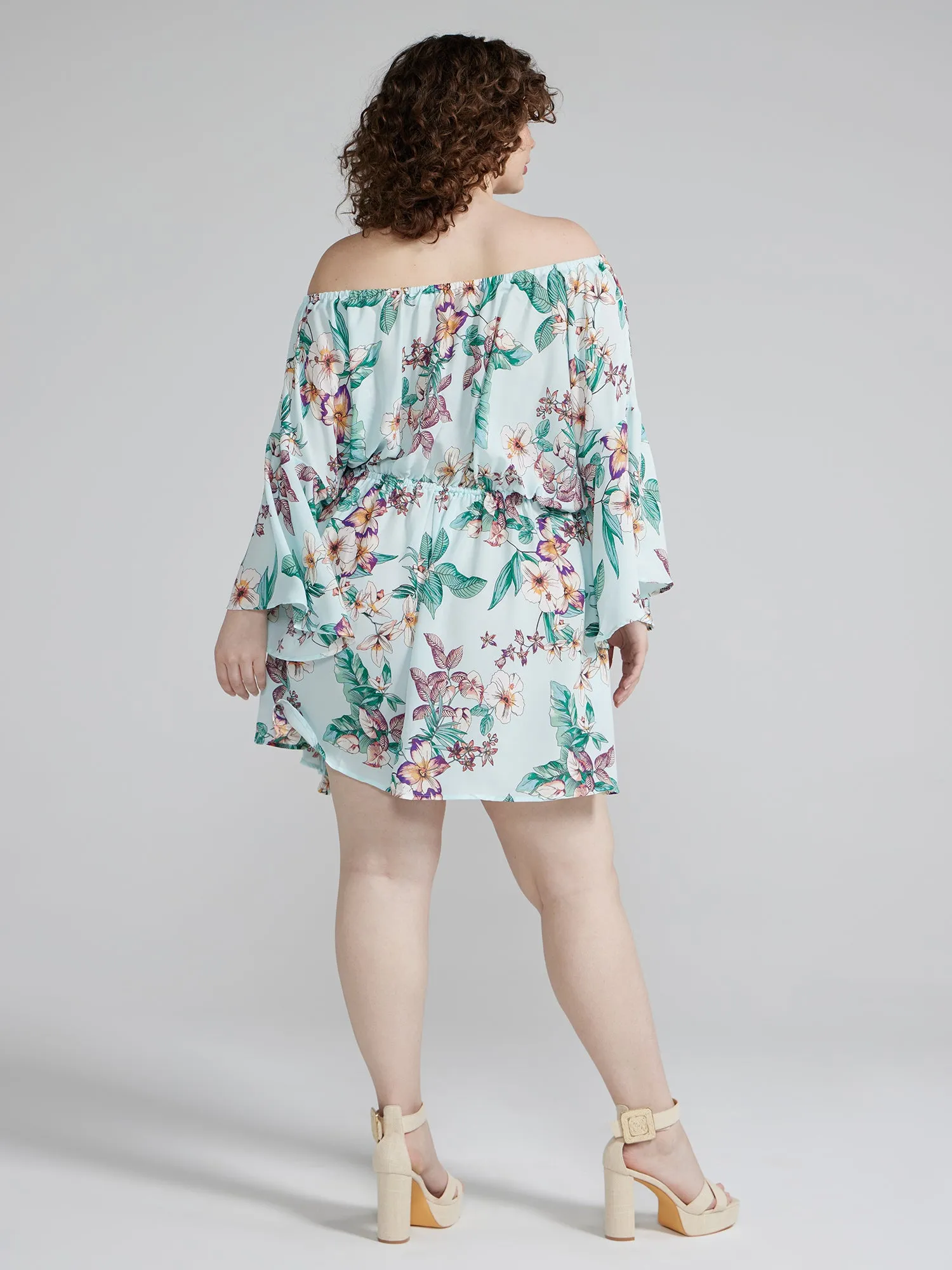 Off The Shoulder Floral Print Romper