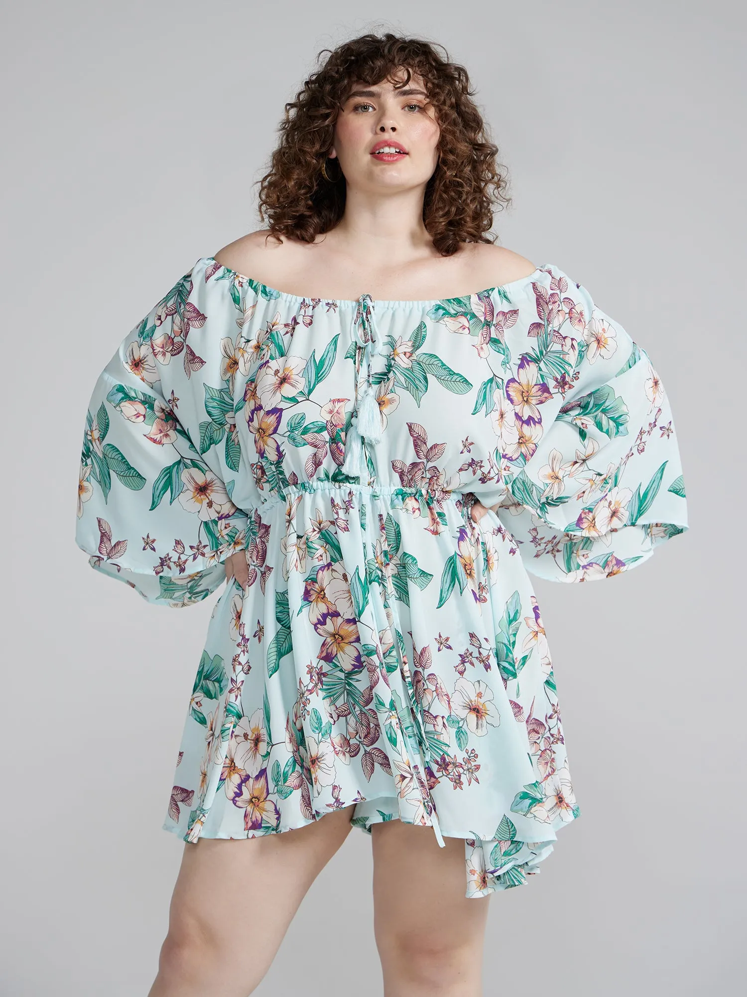Off The Shoulder Floral Print Romper