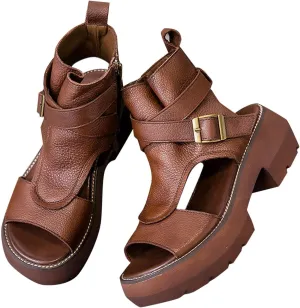 Open Toe Boots for Women 2025 Fashion Summer Shoes Sandals High Top Leather Sandal Beach Party Dress