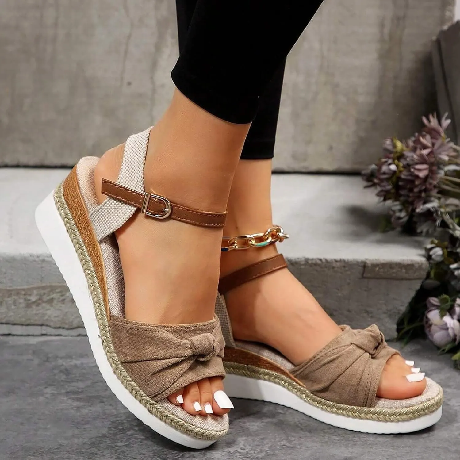 Orthopedic Platform Wedge Sandals for Women Espadrille Platform Wedge for Summer Dressy Slip on Heels Open Toe Ankle Strap Sandal Comfortable Walking Casual Beach Shoes 2025 Vacation