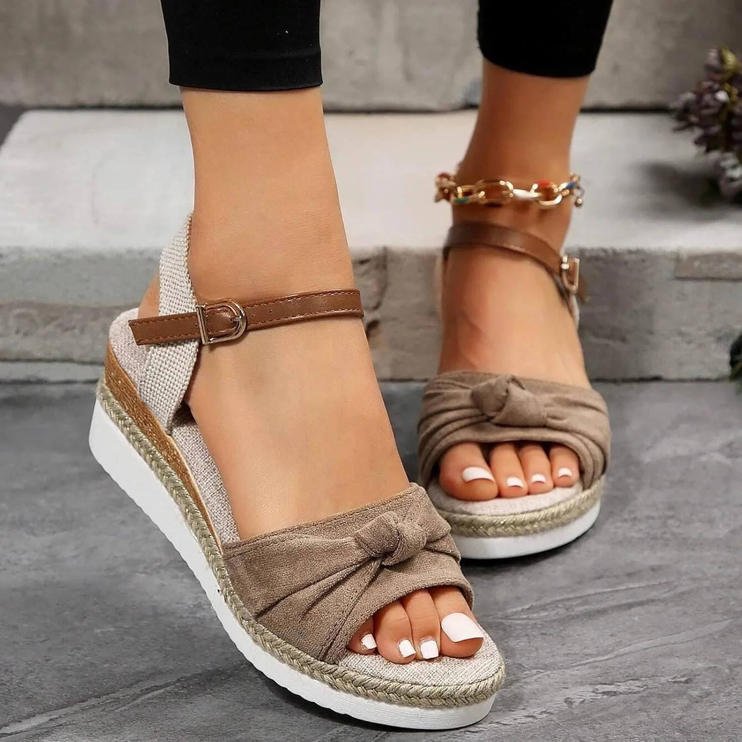Orthopedic Platform Wedge Sandals for Women Espadrille Platform Wedge for Summer Dressy Slip on Heels Open Toe Ankle Strap Sandal Comfortable Walking Casual Beach Shoes 2025 Vacation