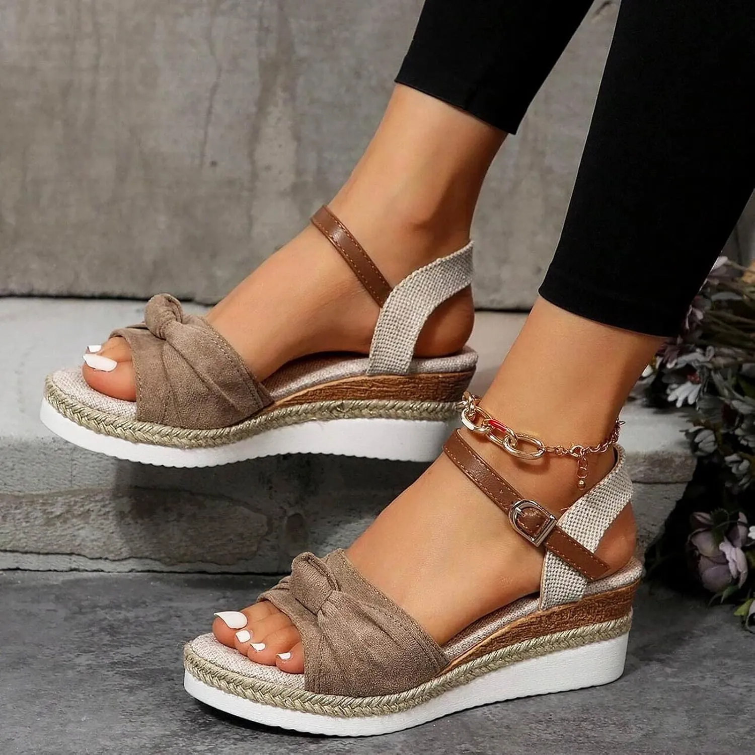 Orthopedic Platform Wedge Sandals for Women Espadrille Platform Wedge for Summer Dressy Slip on Heels Open Toe Ankle Strap Sandal Comfortable Walking Casual Beach Shoes 2025 Vacation