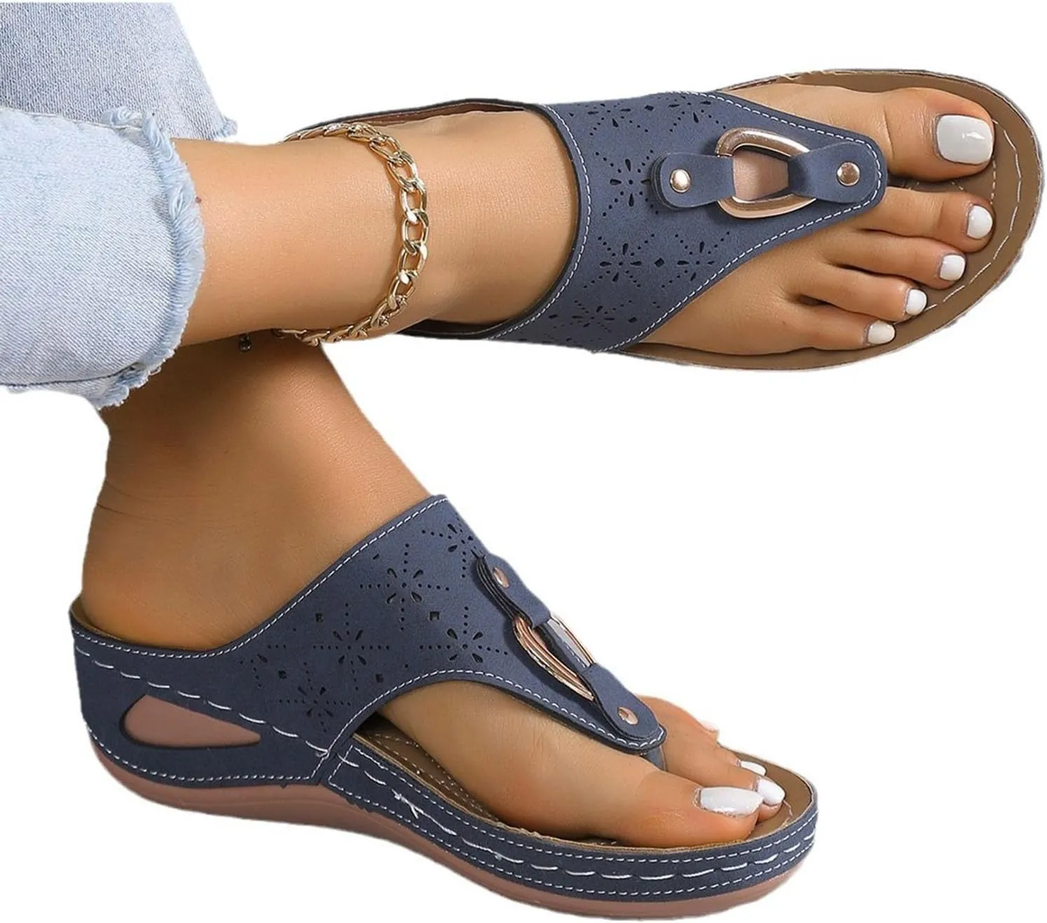 Orthopedic Sandals for Women 2025 Spring Platform Sandal Fashion Wedges Slip On Flip Flops Casual Comfortable Open Toe Dressy Summer Beach Shoes for Vacation