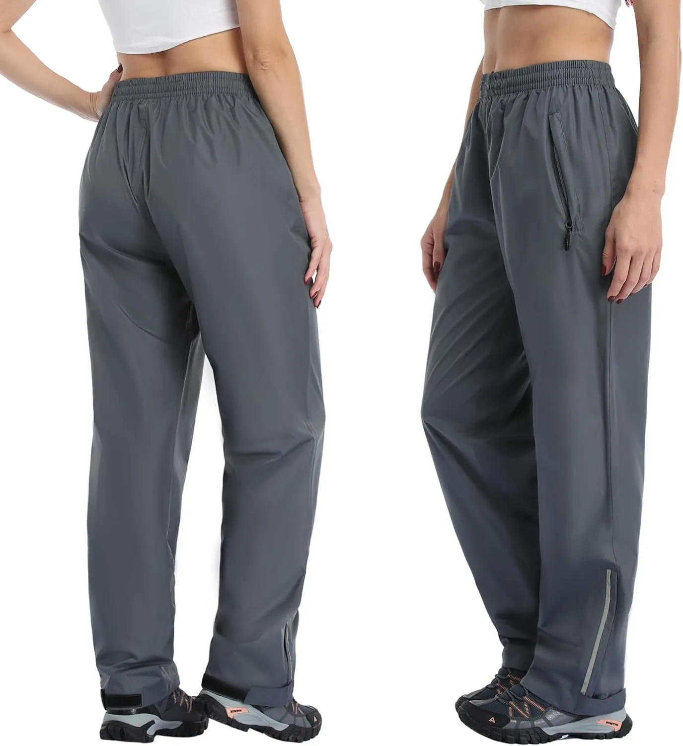 Ourcan Rain Pants Women Waterproof Pants Lightweight Breathable Hiking Cycling Outdoor with Pocket