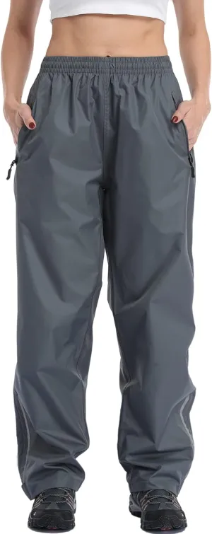 Ourcan Rain Pants Women Waterproof Pants Lightweight Breathable Hiking Cycling Outdoor with Pocket