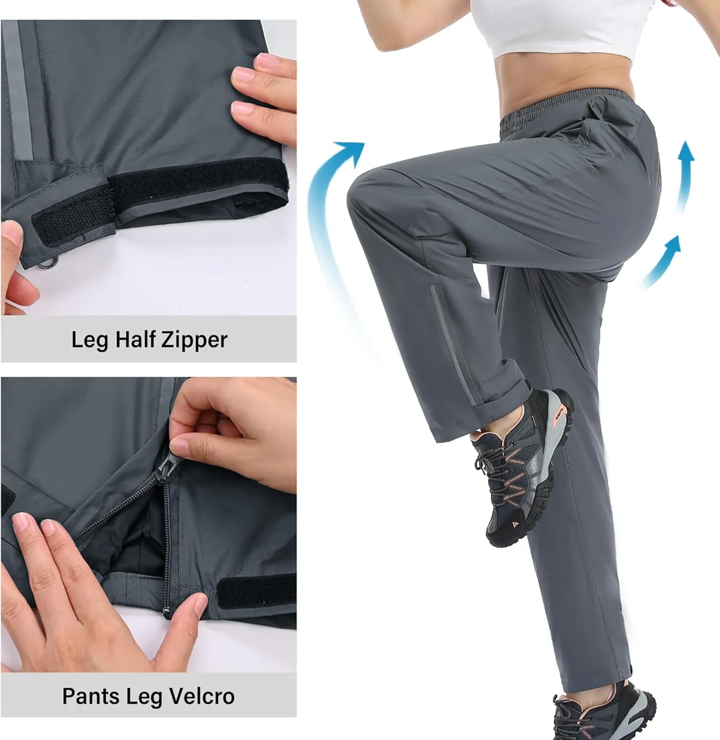 Ourcan Rain Pants Women Waterproof Pants Lightweight Breathable Hiking Cycling Outdoor with Pocket