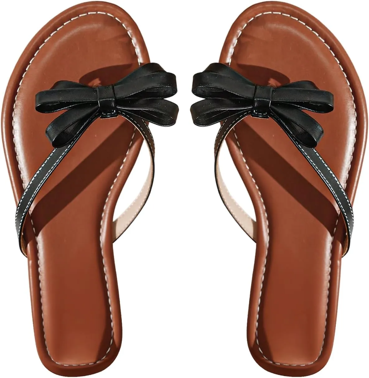 OYOANGLE Women's Cute Bowknot Flip Flop Sandals Summer Beach Vacation Thong Sandal