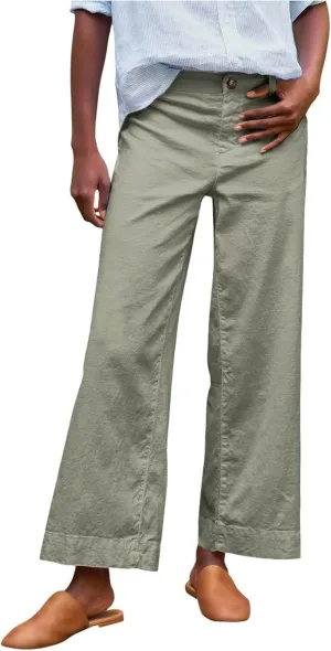Pants for Women Trendy Casual Daily Elastic Waist Pant with Pockets Solid Color Loose Fashionable Straight Trousers