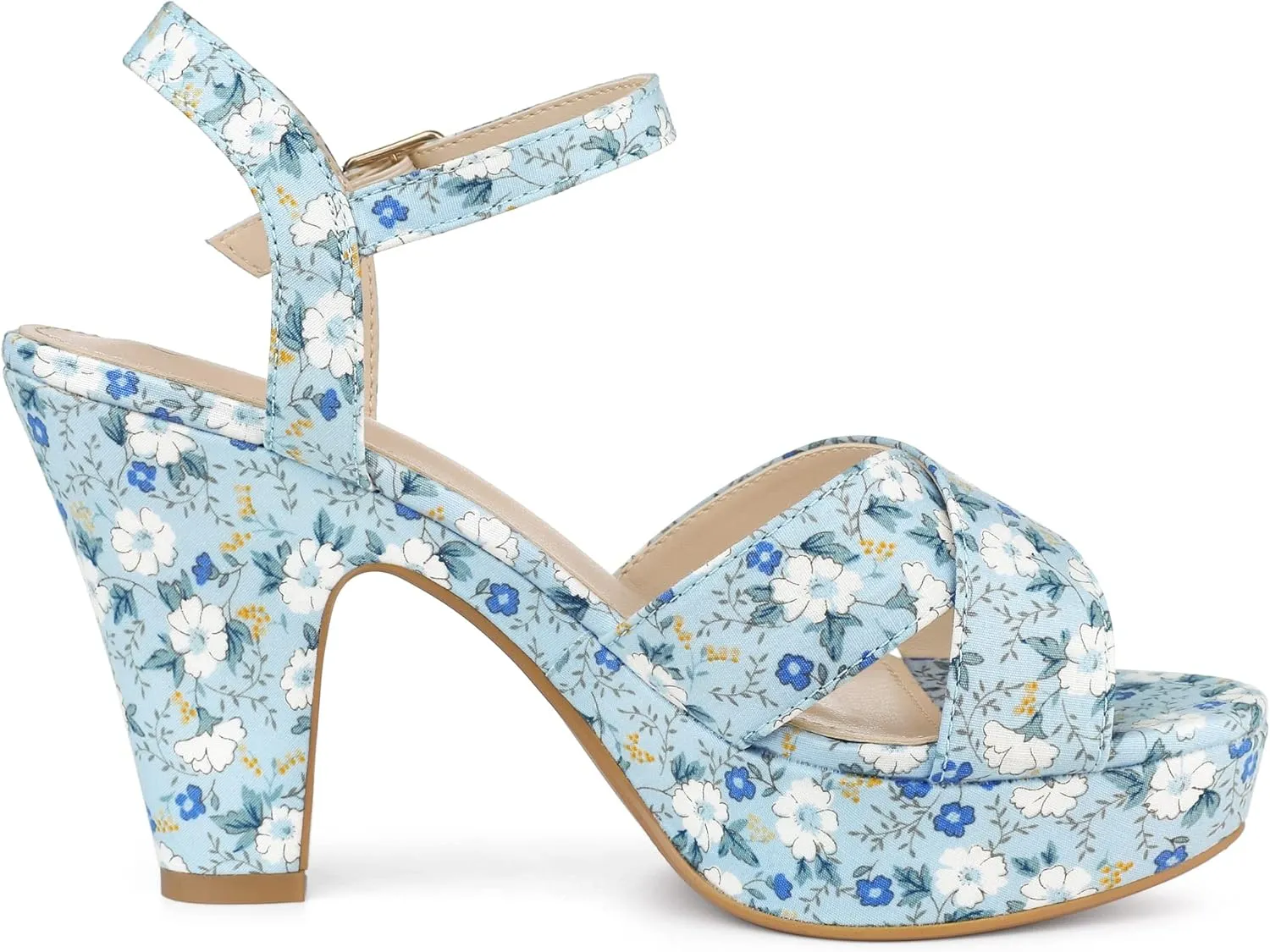 Perphy Platform Heel Slingback Floral Heels Sandals for Women