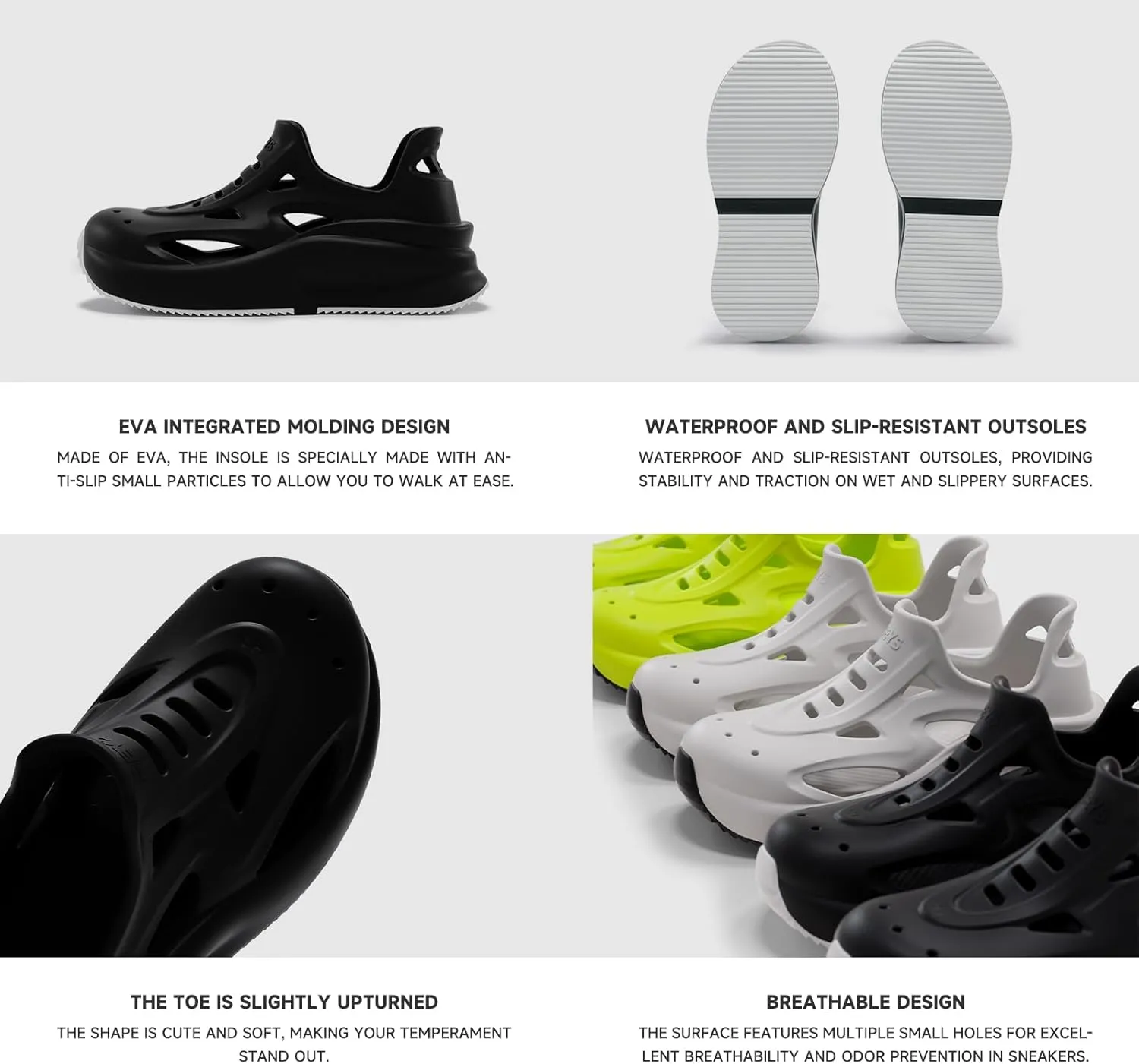 Platform Clogs for Women Men EVA Sneakers Slip on Cushioned Shoes Wilderness Camping and Hiking Shoes Outdoor Beach Sandals Unisex