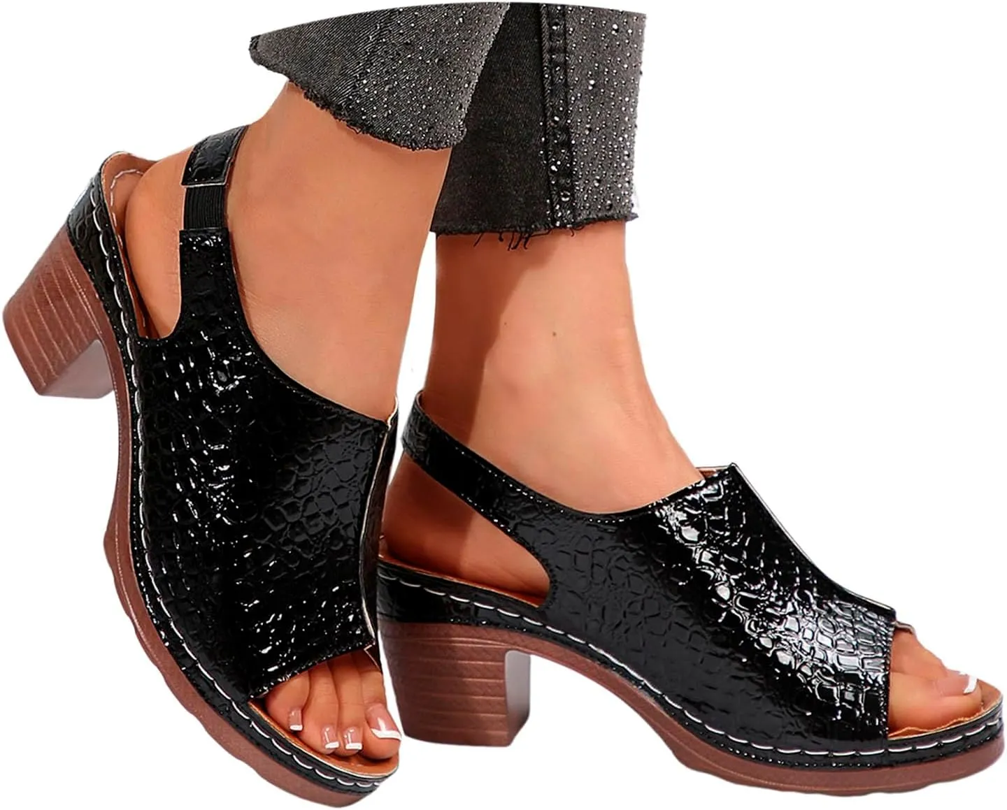 Platform Sandals for Women Wide Width Chunky Heel Comfort Cushion Summer Outdoor Womens Shoes Casual Shoes
