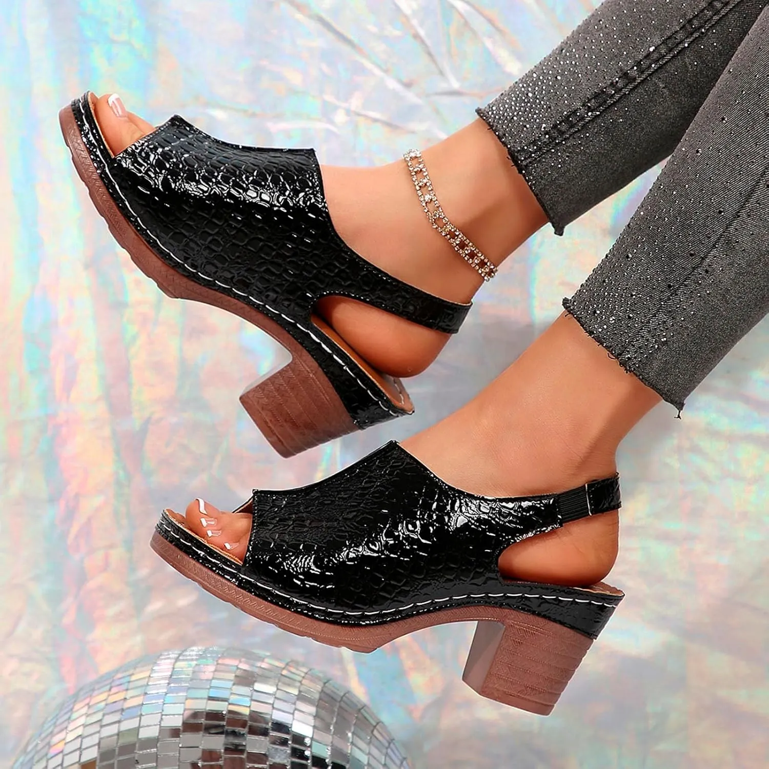 Platform Sandals for Women Wide Width Chunky Heel Comfort Cushion Summer Outdoor Womens Shoes Casual Shoes