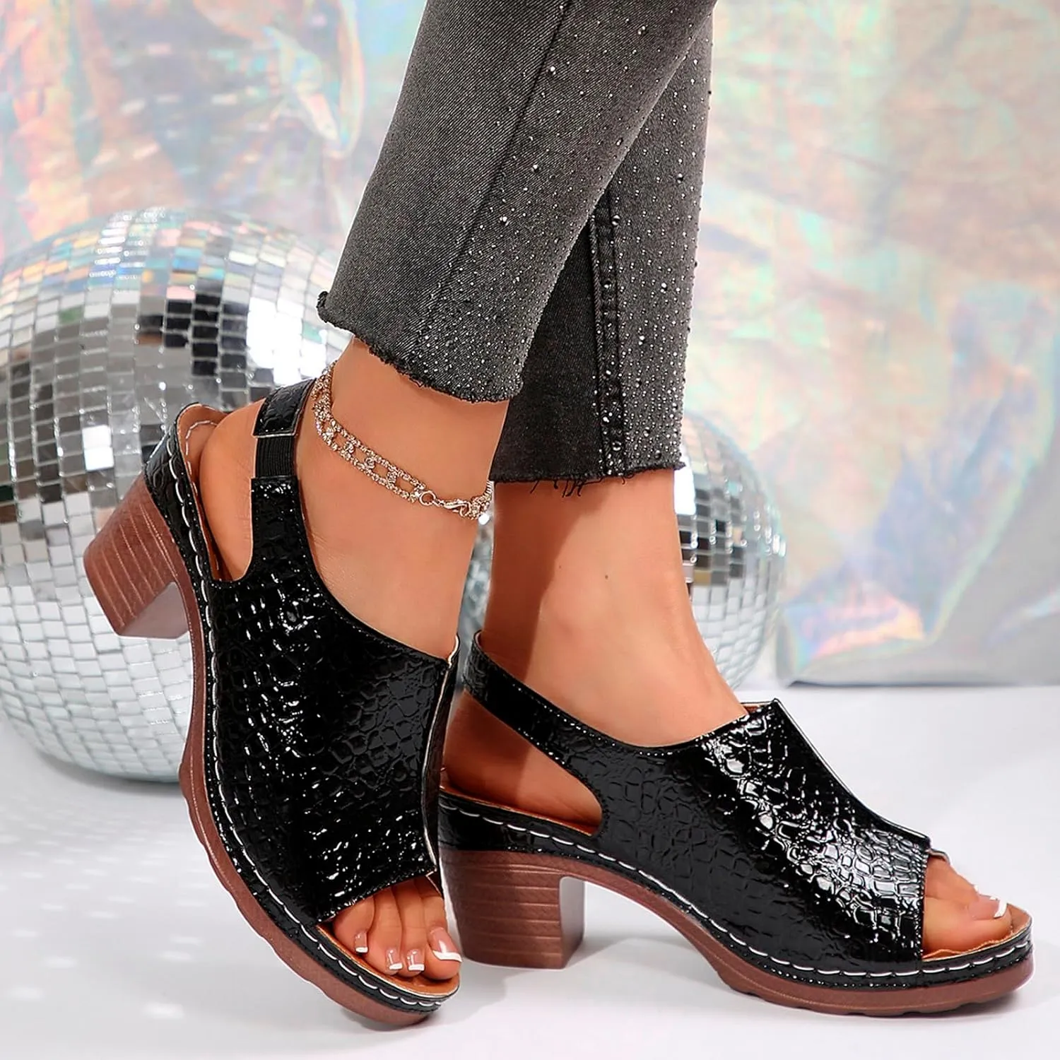 Platform Sandals for Women Wide Width Chunky Heel Comfort Cushion Summer Outdoor Womens Shoes Casual Shoes