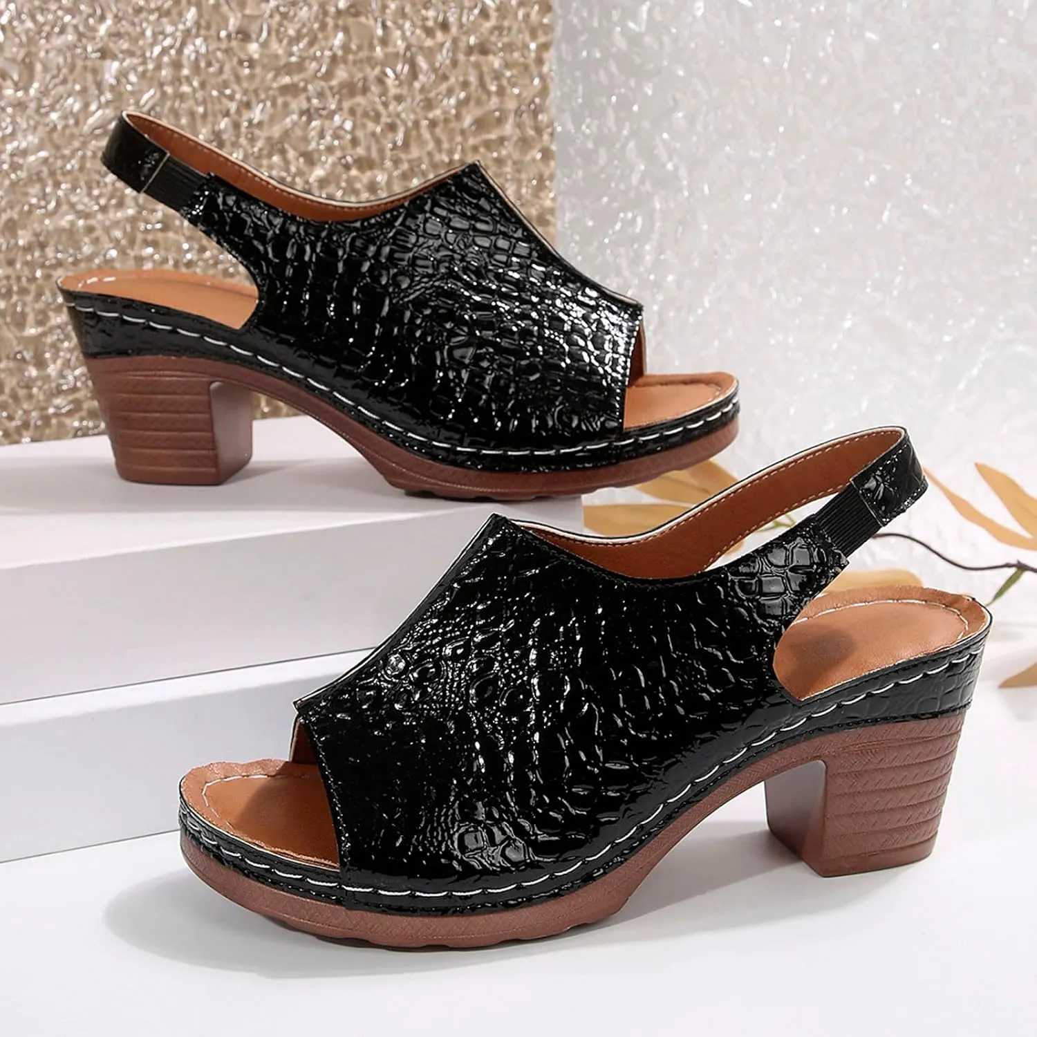 Platform Sandals for Women Wide Width Chunky Heel Comfort Cushion Summer Outdoor Womens Shoes Casual Shoes