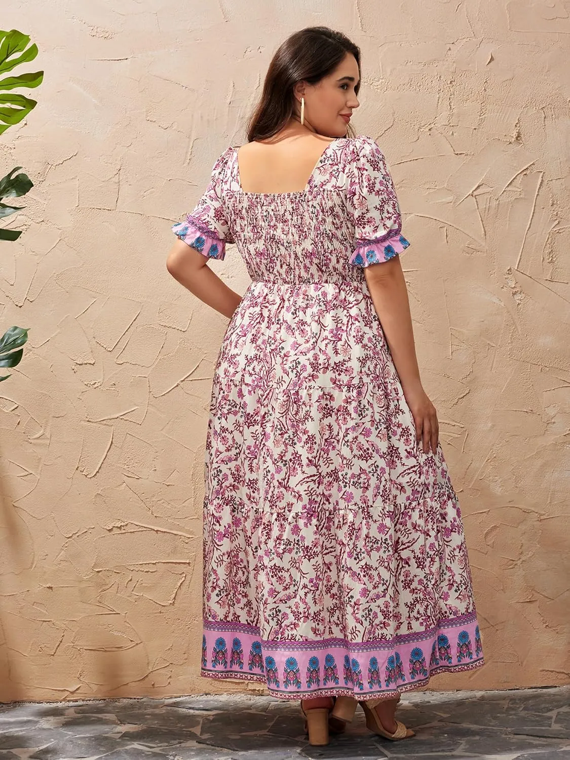 Plus Size Summer Dresses for Women 2025 Floral Maxi Dress Flowy Vacation Dress for Beach Wedding, Church, Garden Party